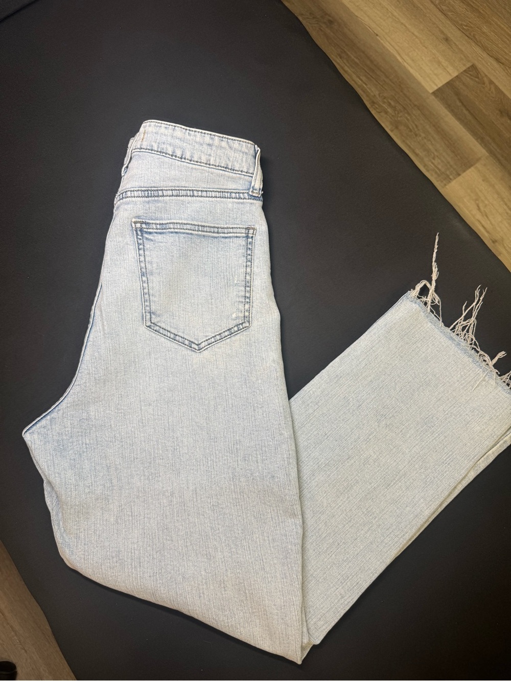 eunina Light Blue Straight Leg Jeans with Raw Hem - never worn